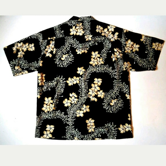 TOMMY BAHAMA L 100% Silk Black Yellow Shirt - Picture 2 of 6